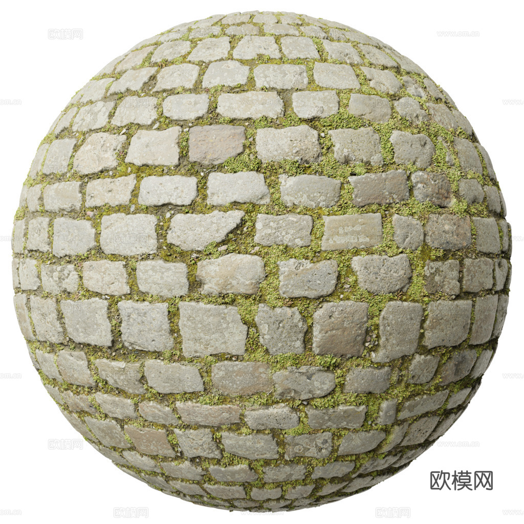 无缝石地石砖铺路石户外地面 PBR材质贴图 2k