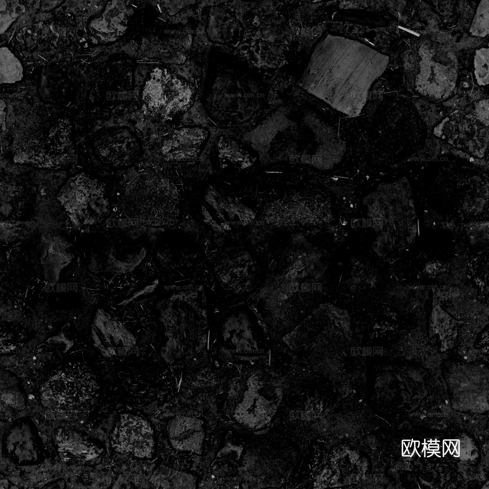 无缝石地石砖铺路石户外地 PBR材质贴图 2k