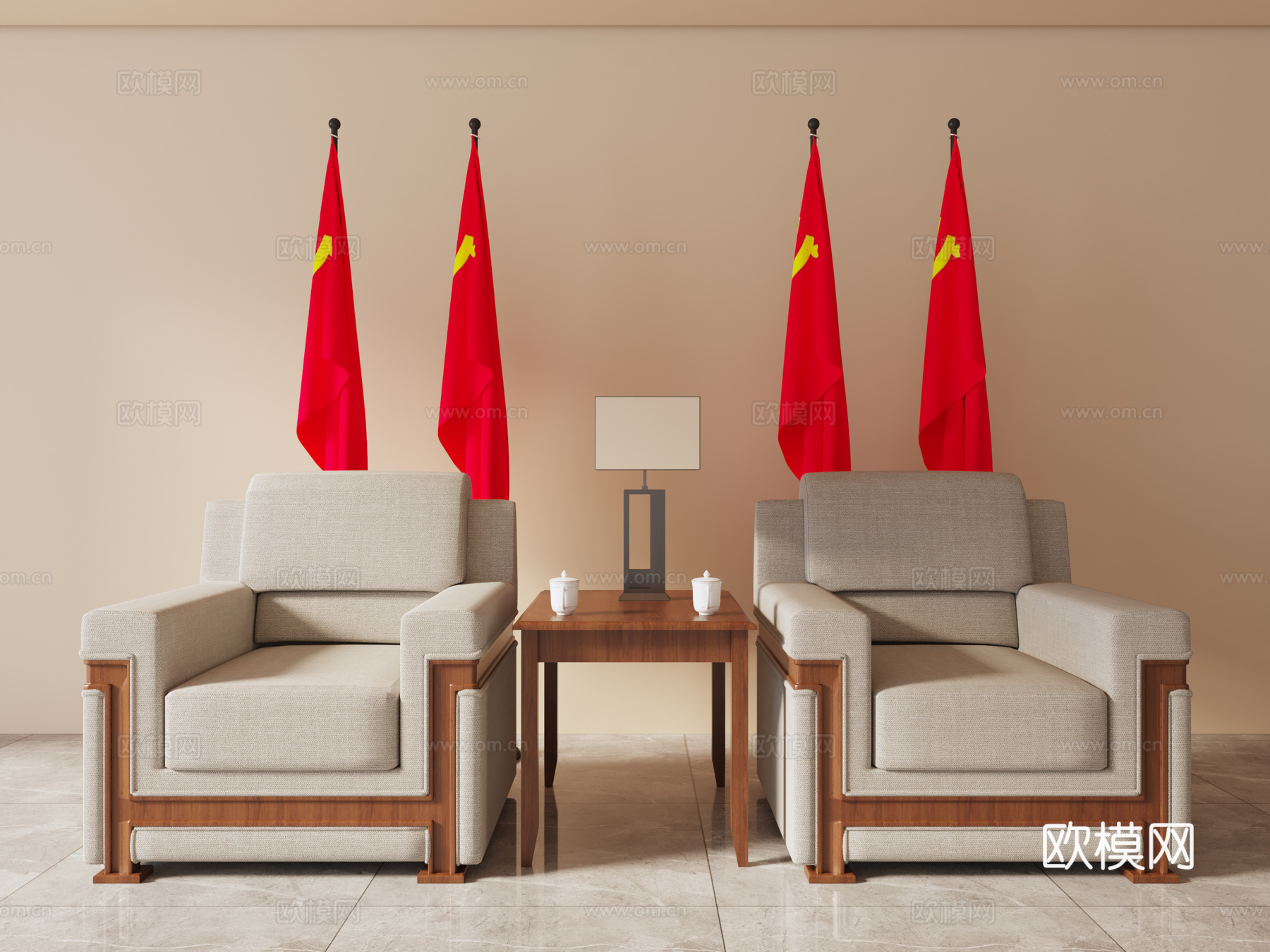 接待室沙发组合3d模型下载