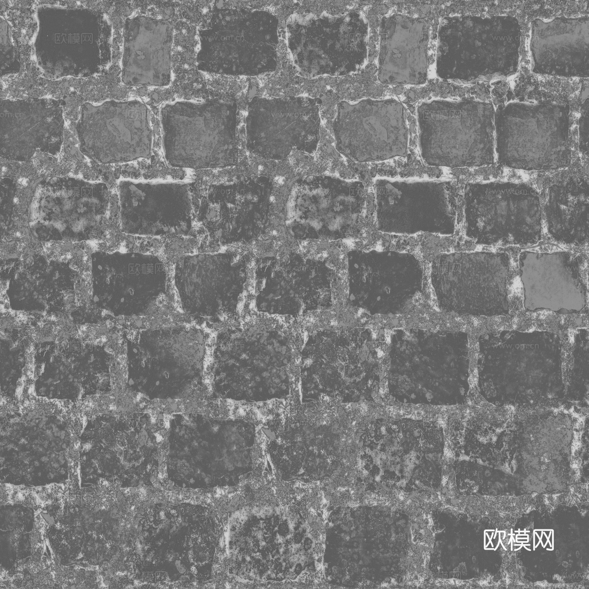 无缝石地石砖铺路石户外地 PBR材质贴图 2k