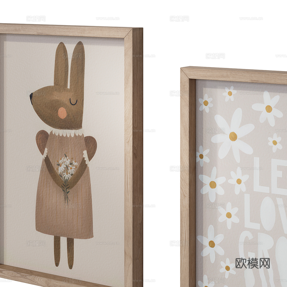 现代奶油风儿童装饰挂画3d模型