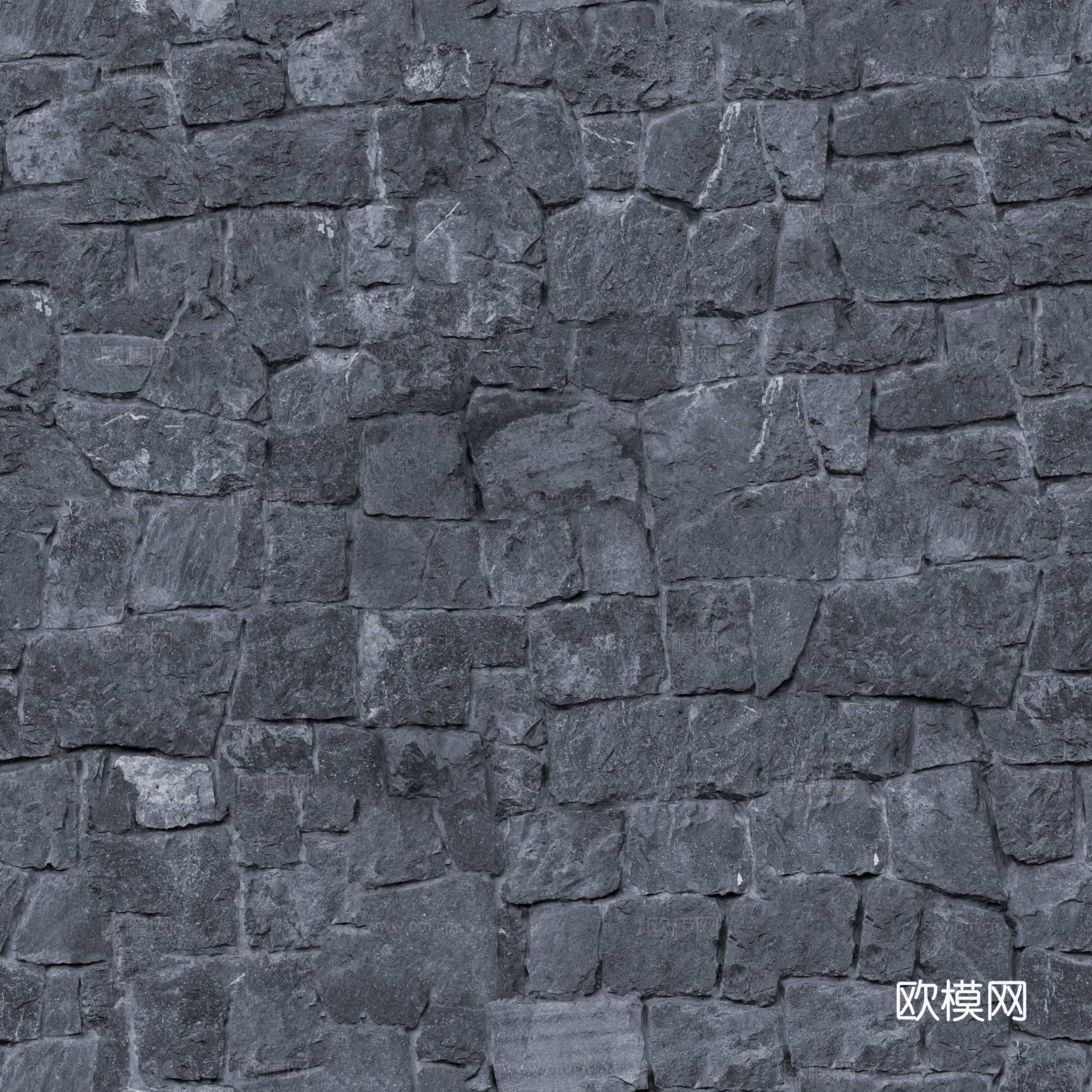 无缝石墙石地石砖铺路石户外墙地 PBR材质贴图 2k