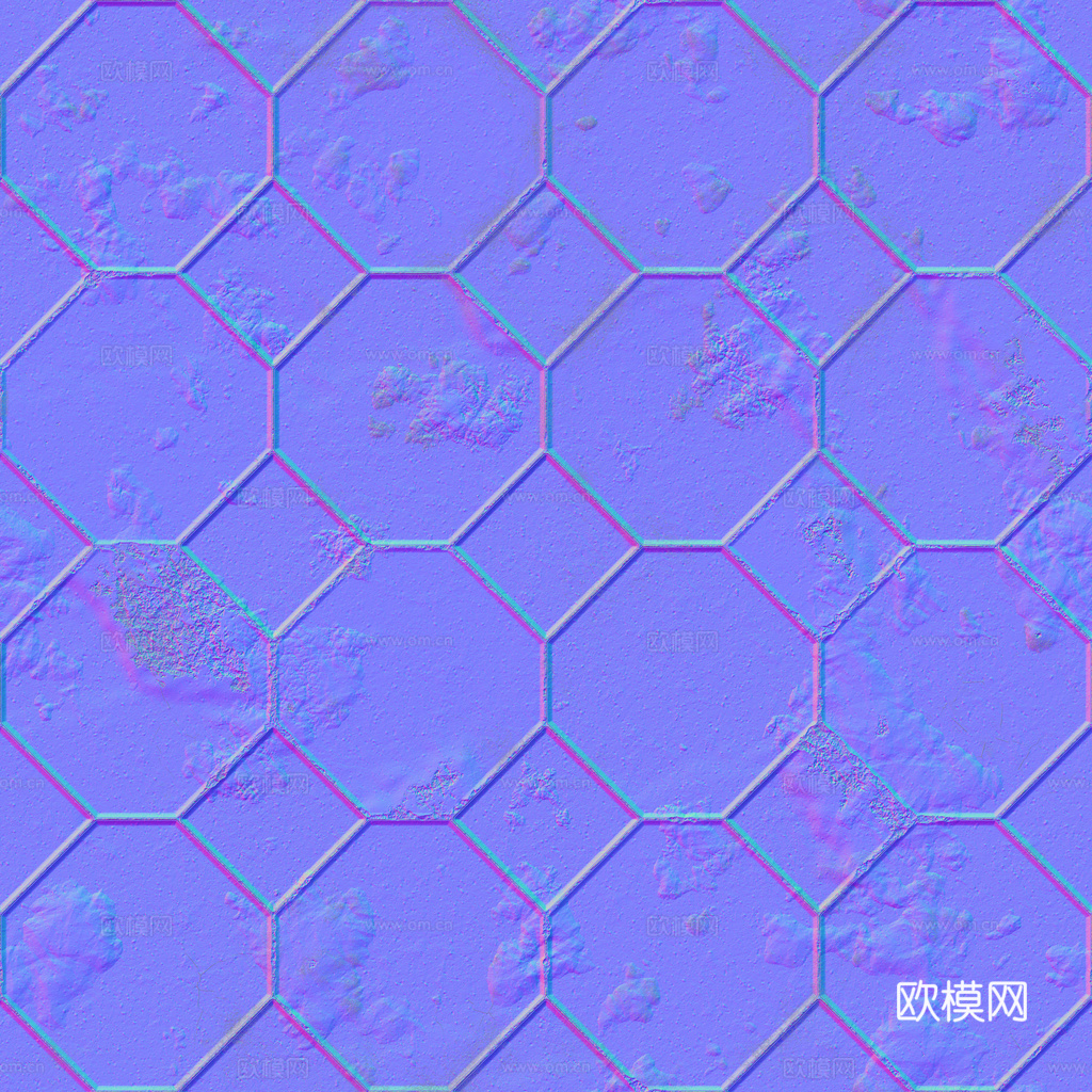 无缝黑色破旧地砖石板砖铺路砖户外砖 PBR材质贴图 1k