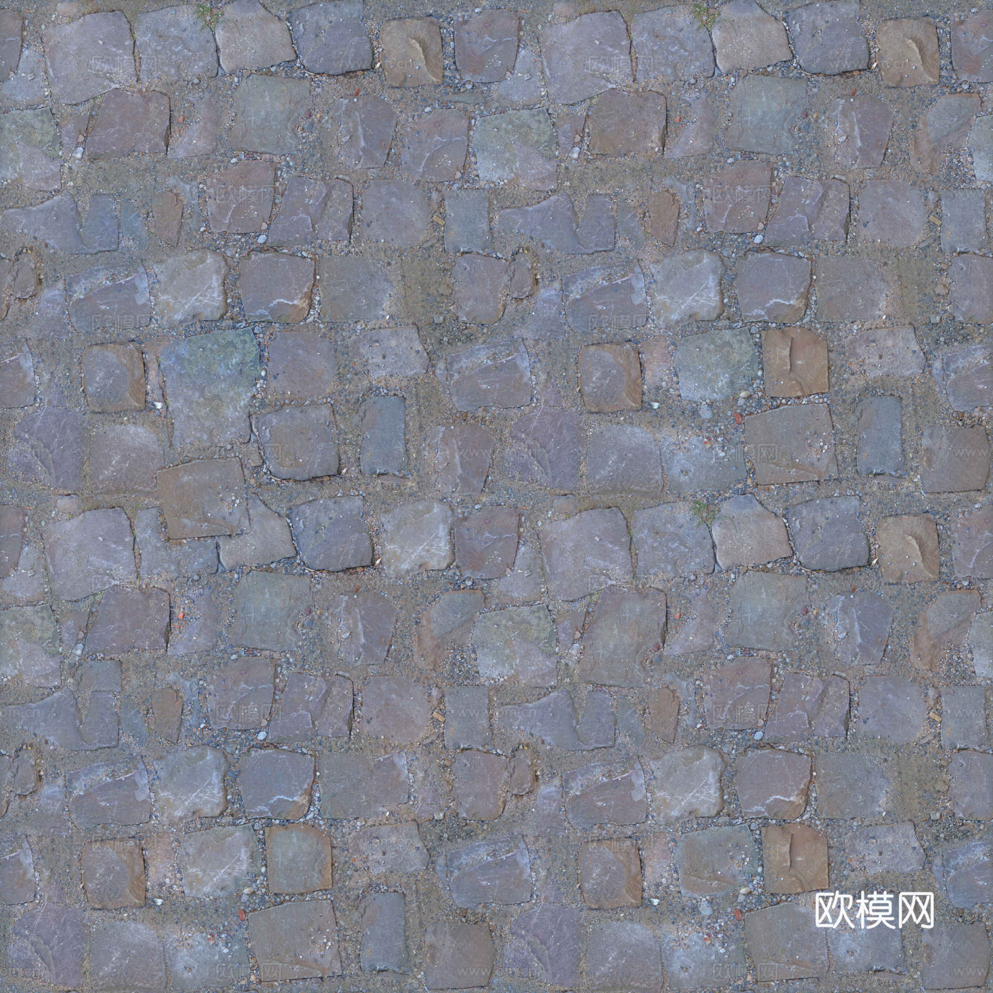 无缝石地石砖铺路石户外地 PBR材质贴图 2k