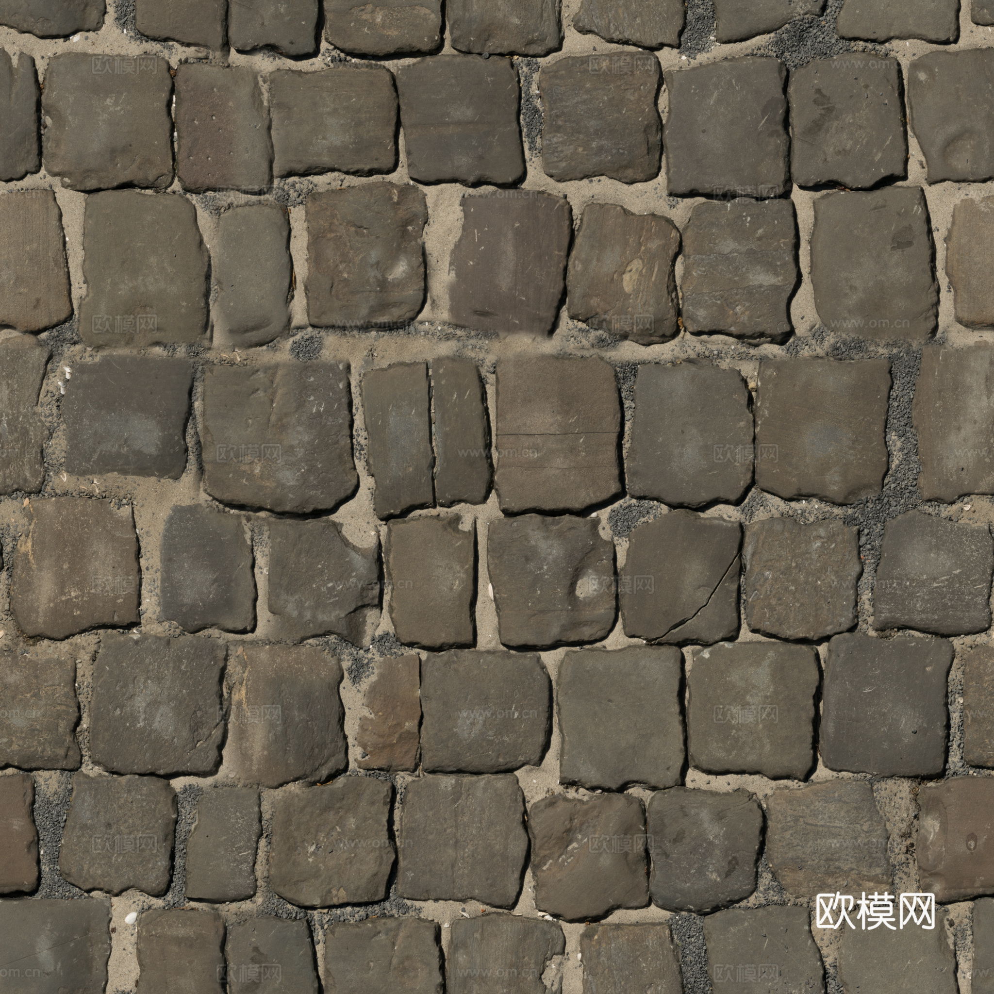 无缝石地石砖铺路石户外地 PBR材质贴图 2k