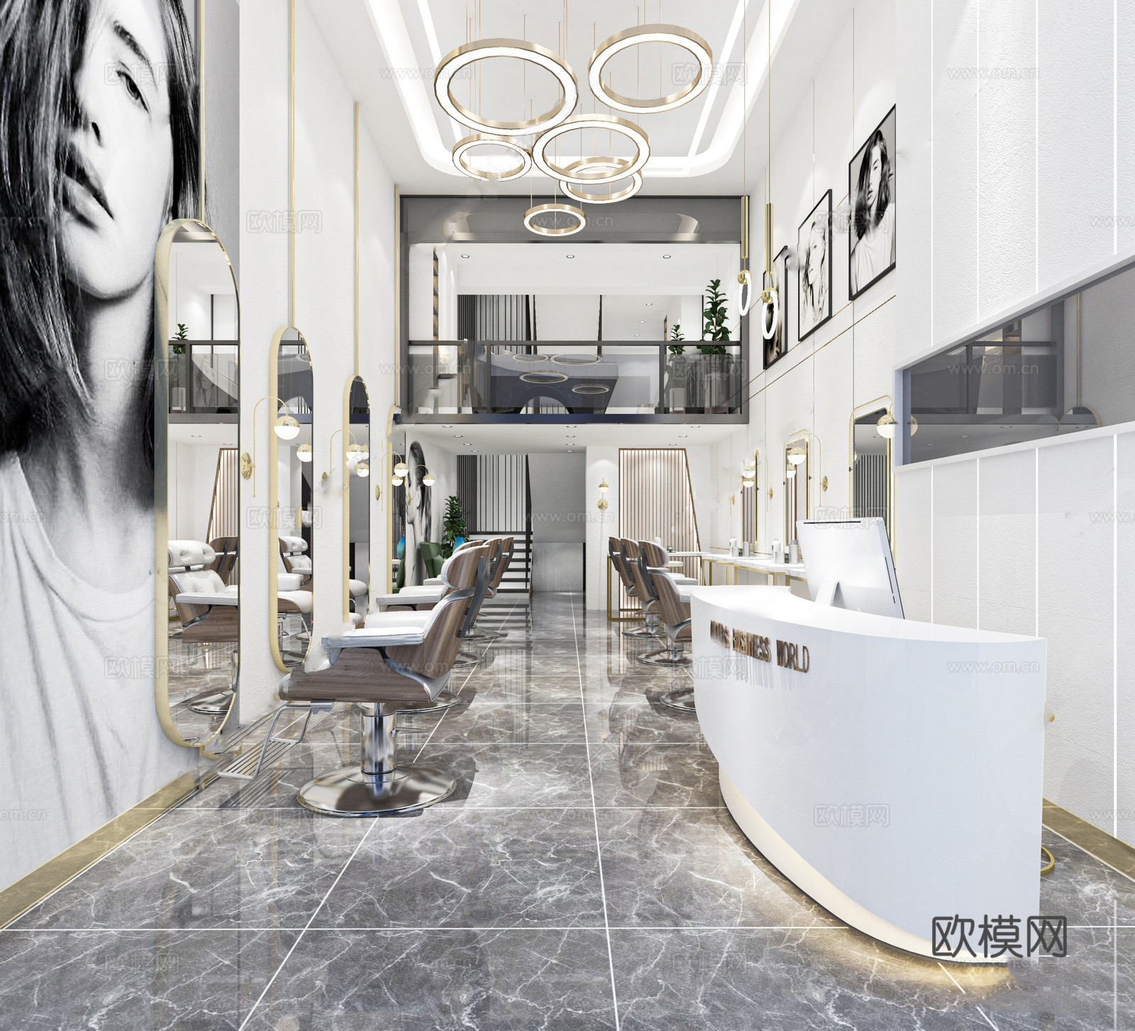 现代理发店 美发店 美容美发店su模型