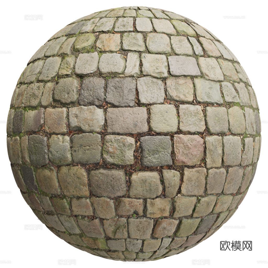 无缝石地石砖铺路石户外地面 PBR材质贴图 2k