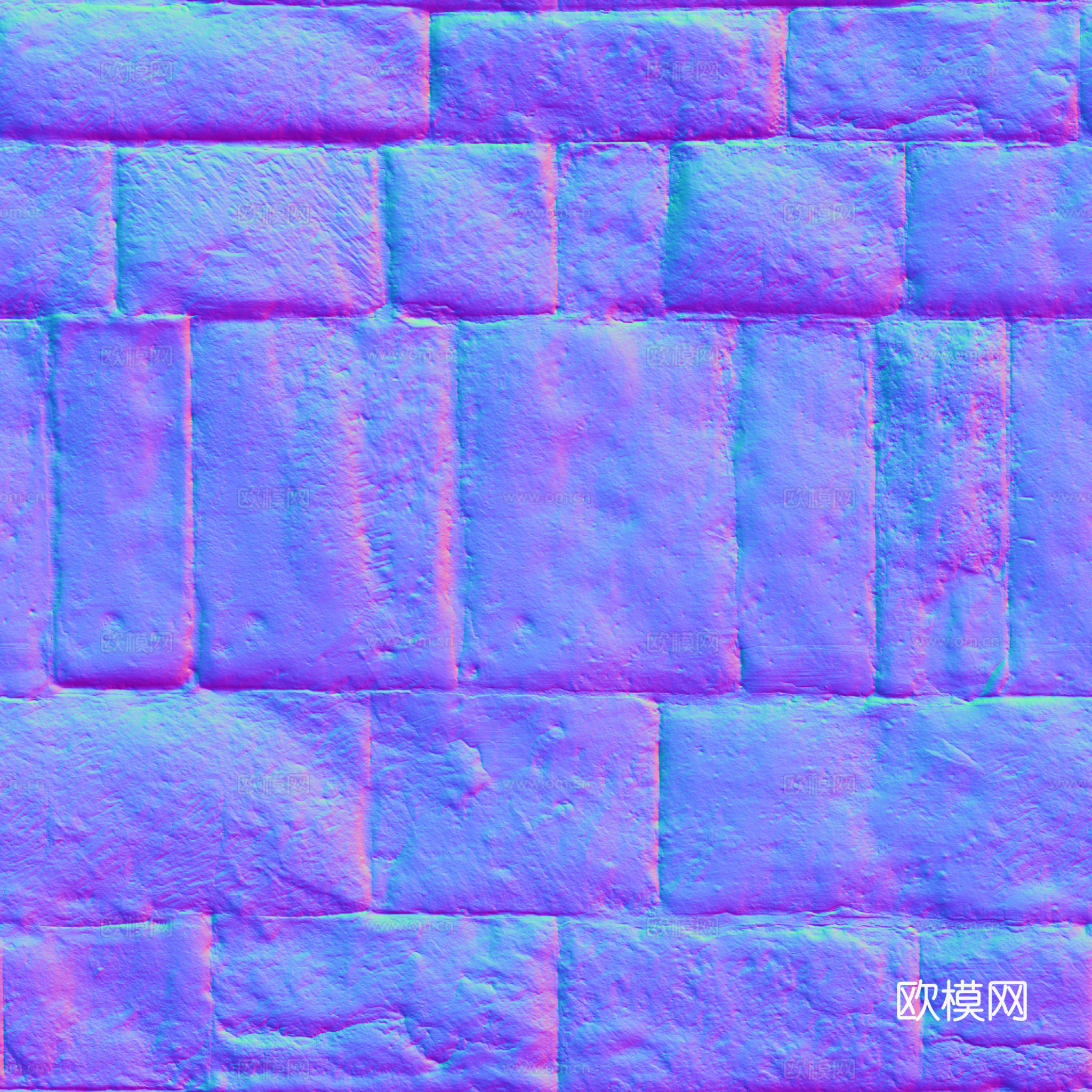 无缝砖墙石墙石砖石地铺路砖户外砖 PBR材质贴图 2k