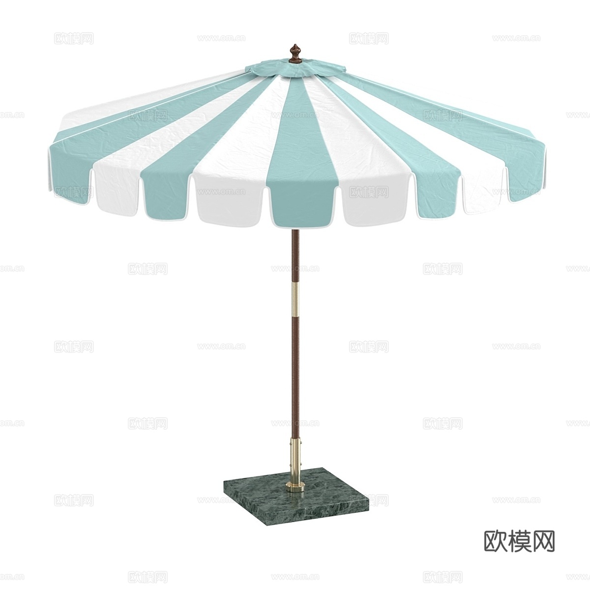 蓝条纹雨伞3d模型下载