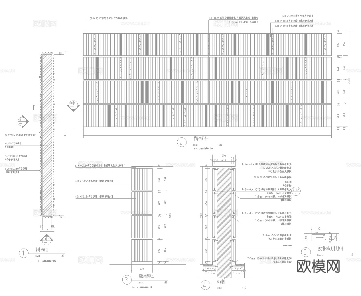 铝格栅背景墙CADcad施工图