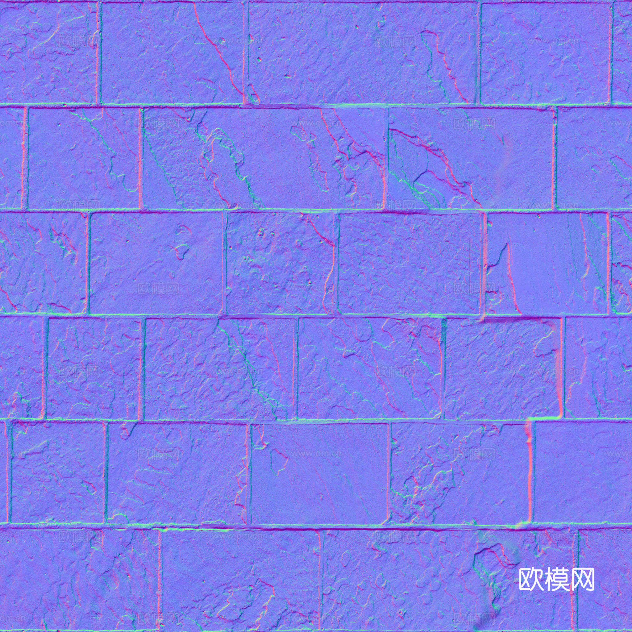 无缝地砖墙砖石砖铺路砖户外砖 PBR材质贴图 2k