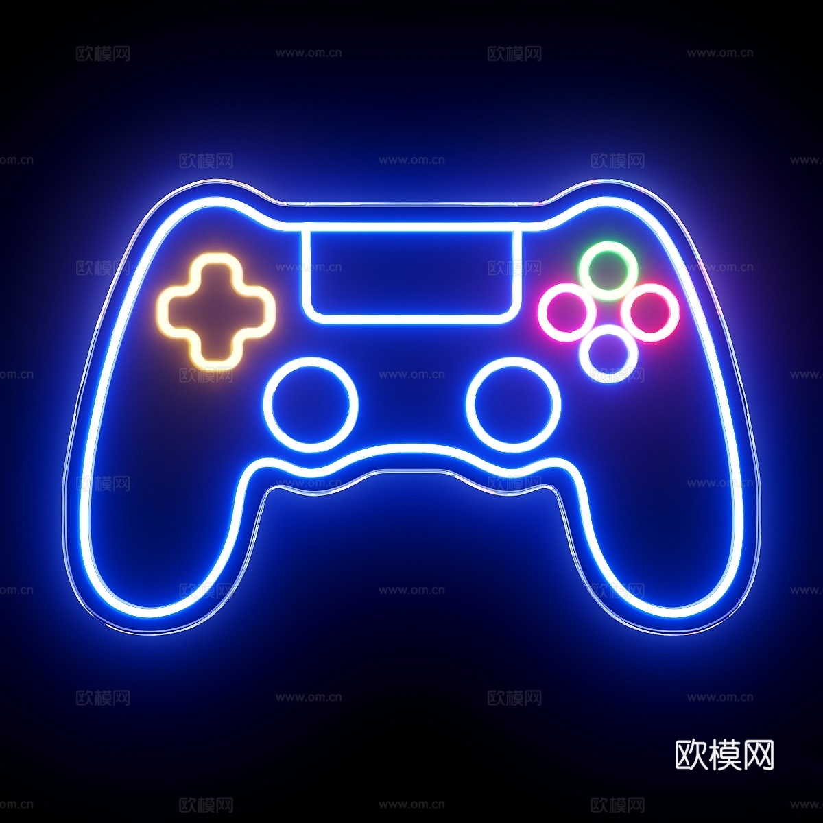 游戏手柄霓虹灯招牌3d模型
