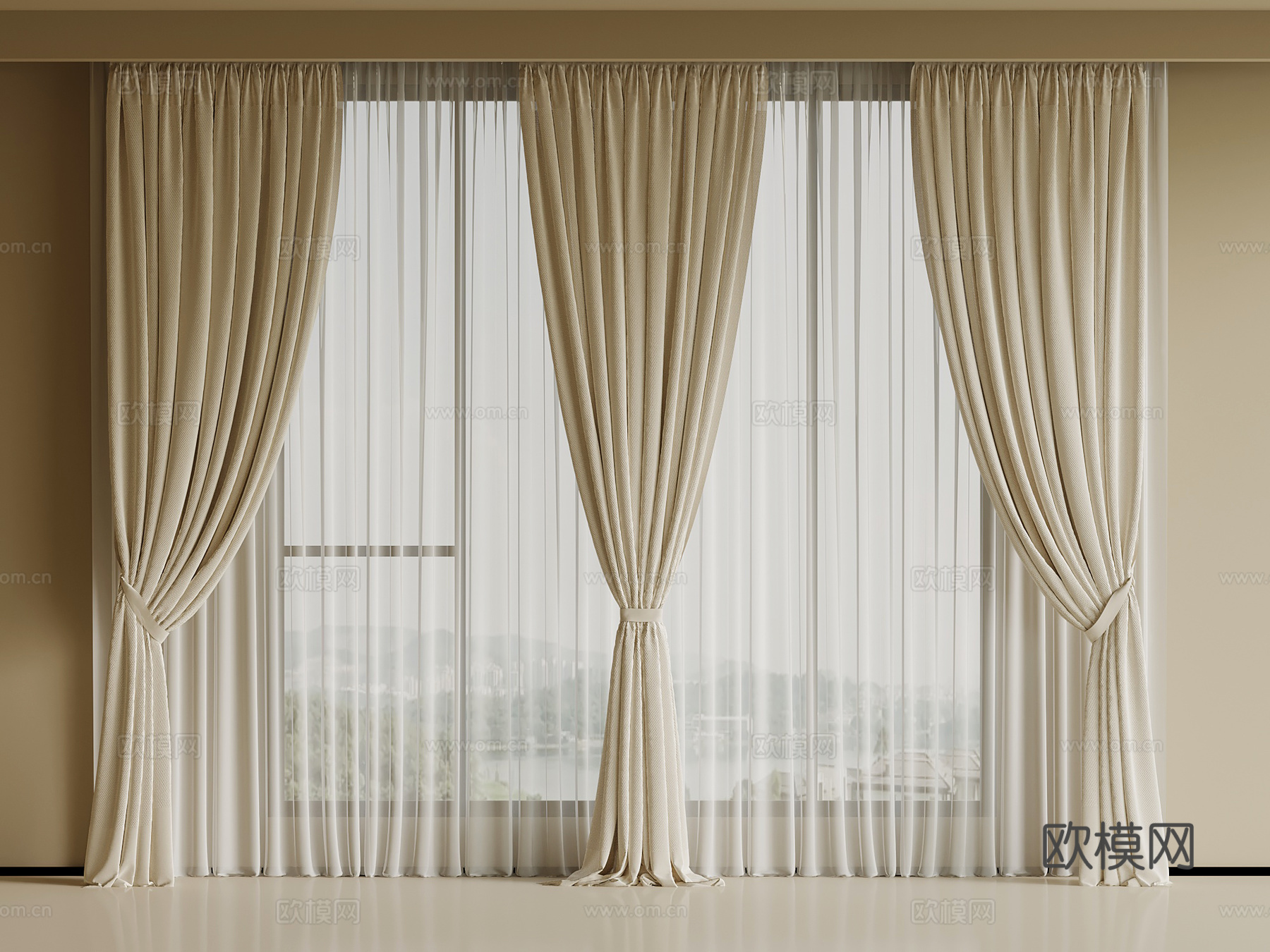 现代窗帘su模型