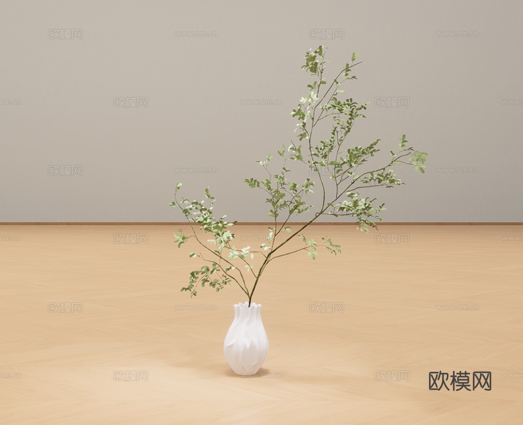 花瓶绿植su模型