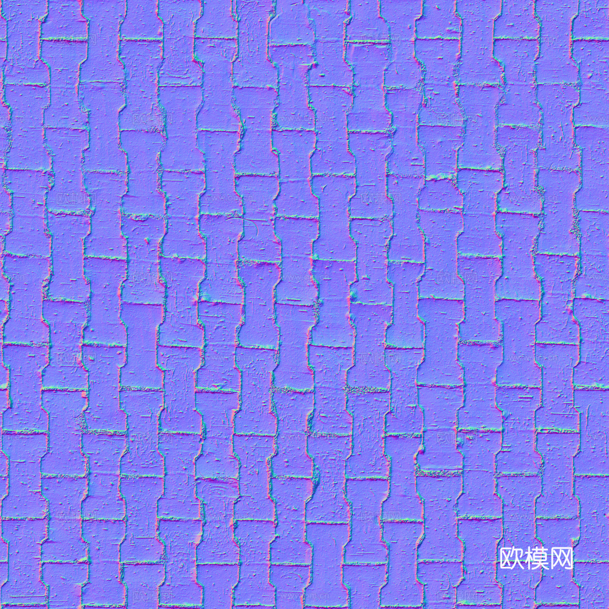 无缝地砖水泥砖铺路砖户外砖广场砖 PBR材质贴图 2k