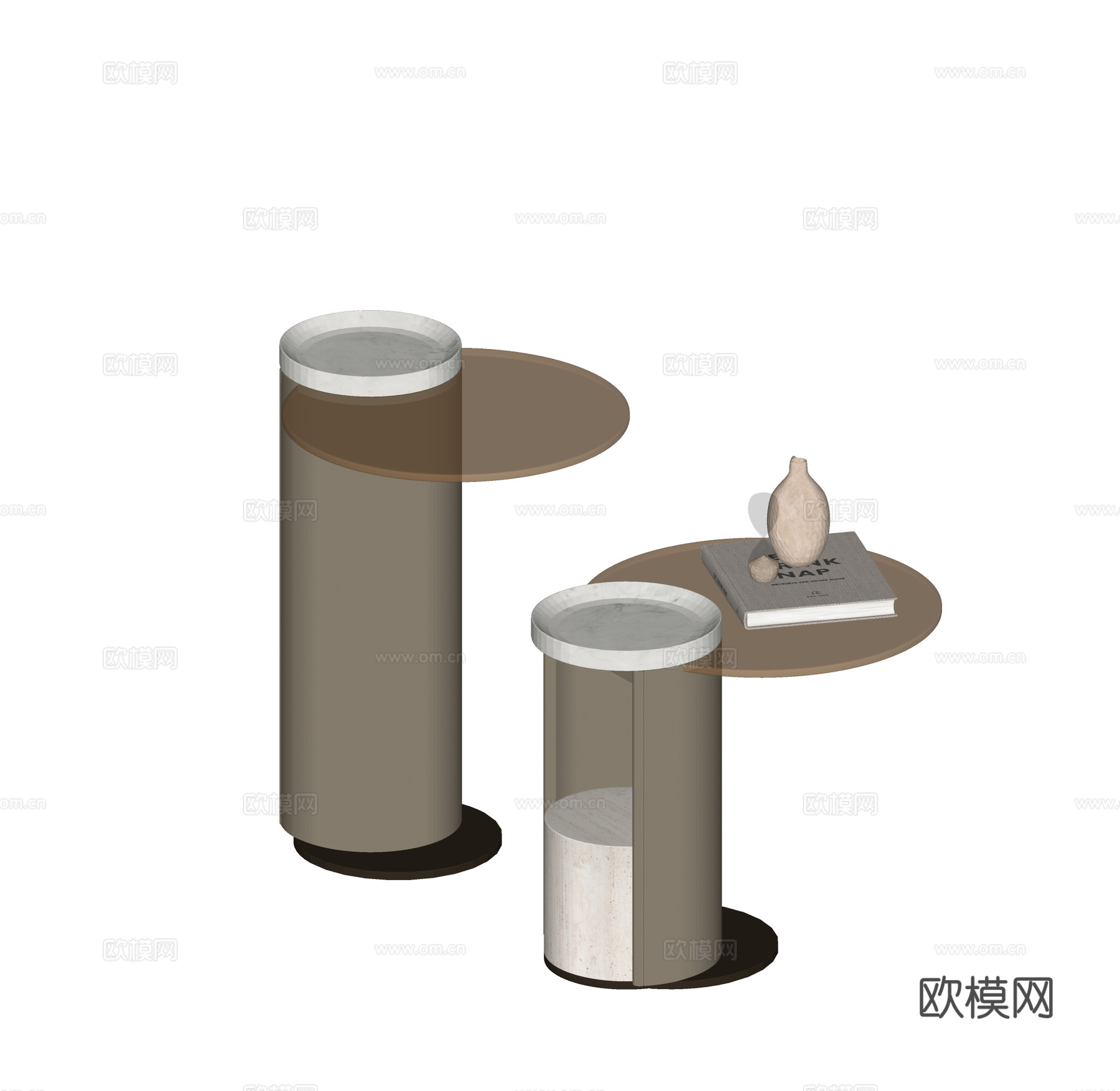 现代茶几组合 边几 角几 几类 圆几su模型