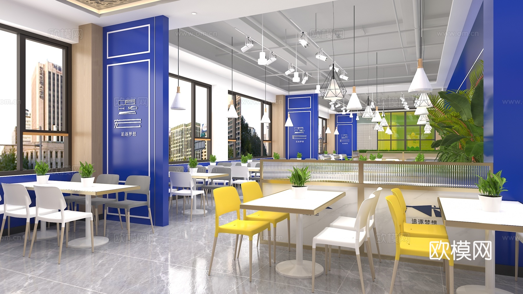 员工餐厅员工食堂3d模型下载（渲染图8）
