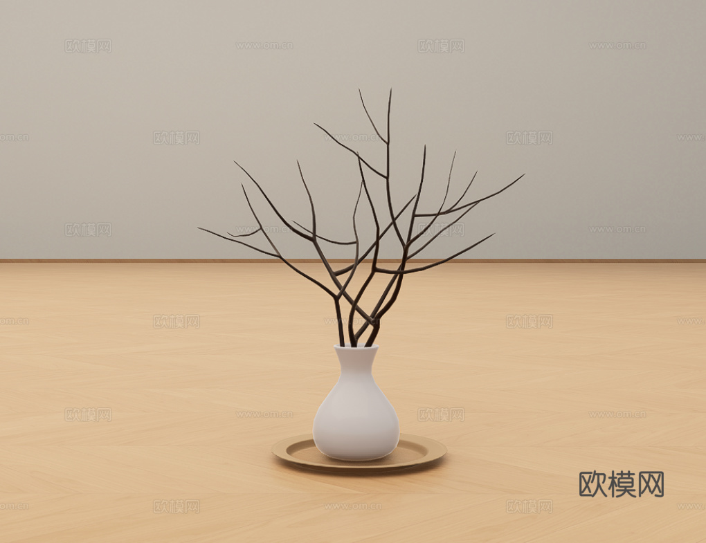 花瓶枯枝su模型