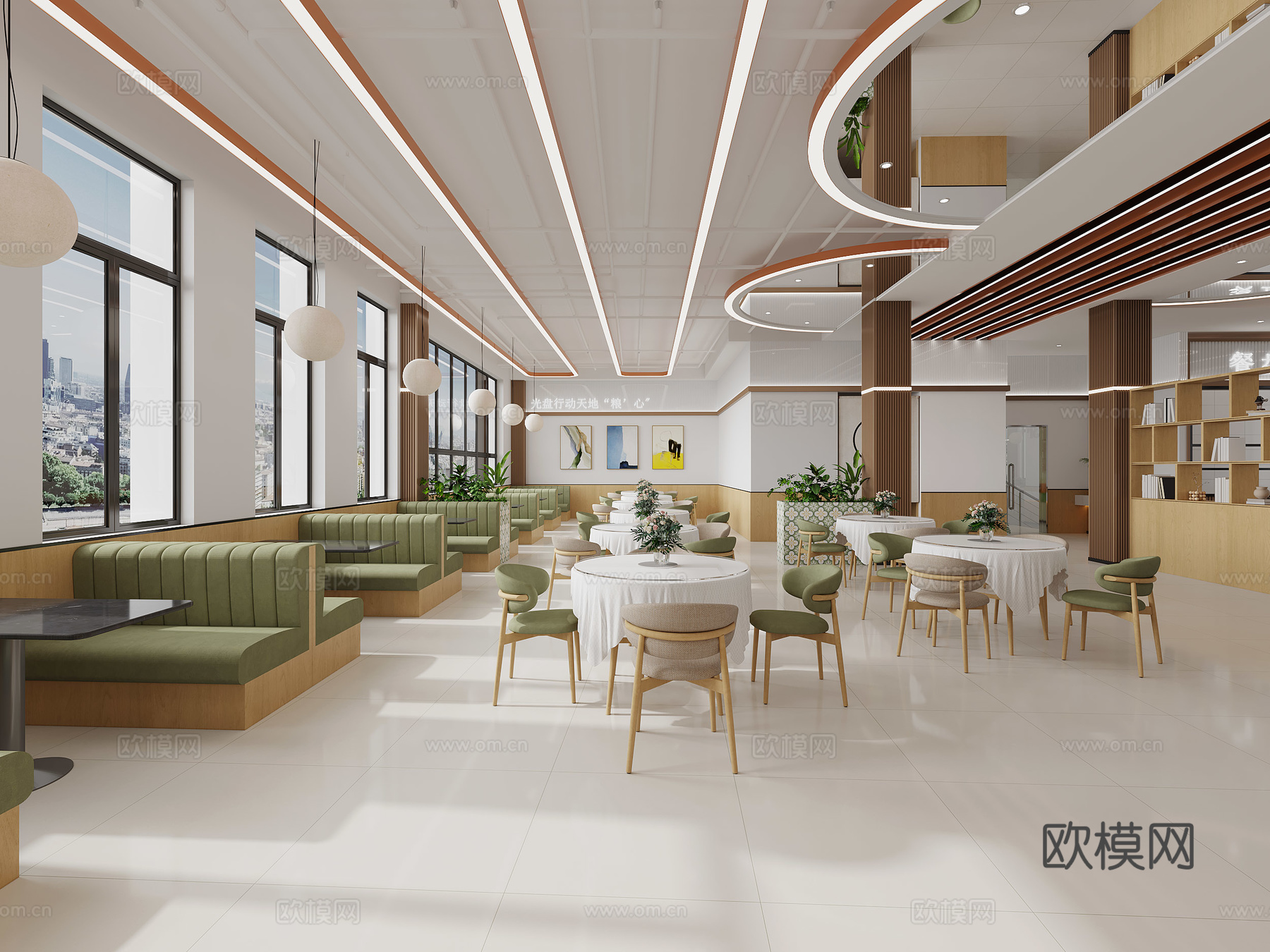 现代大学食堂3d模型下载（渲染图2）