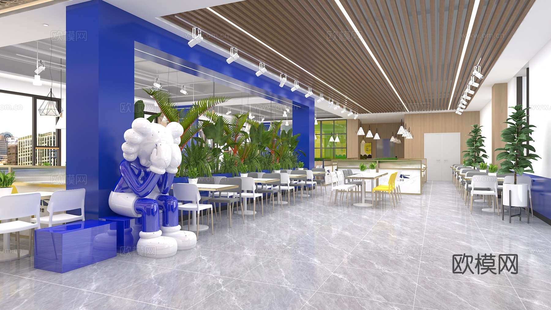 员工餐厅员工食堂3d模型下载（渲染图2）