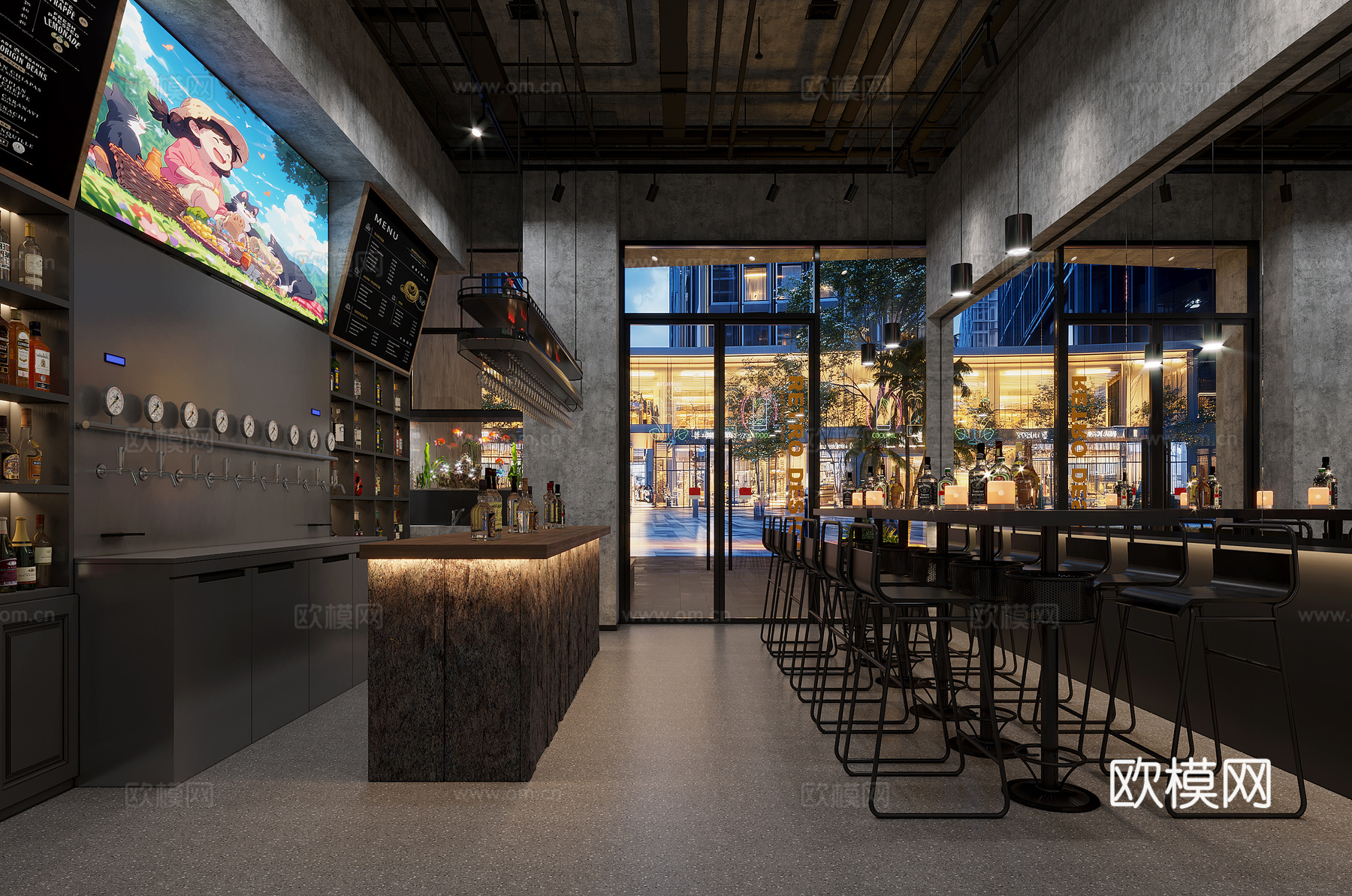 酒吧水吧台3d模型下载