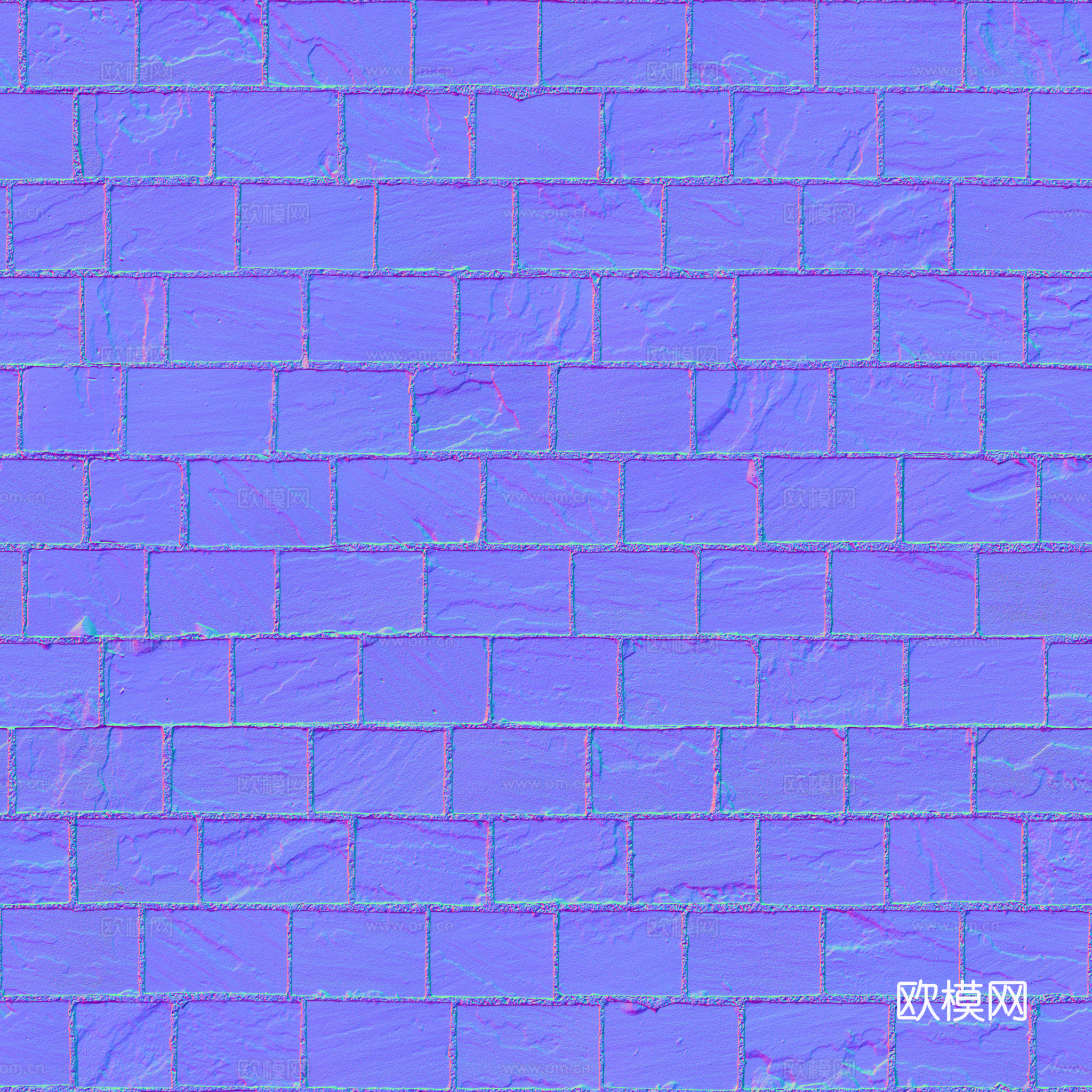 无缝地砖石板砖铺路砖户外砖广场砖 PBR材质贴图 2k