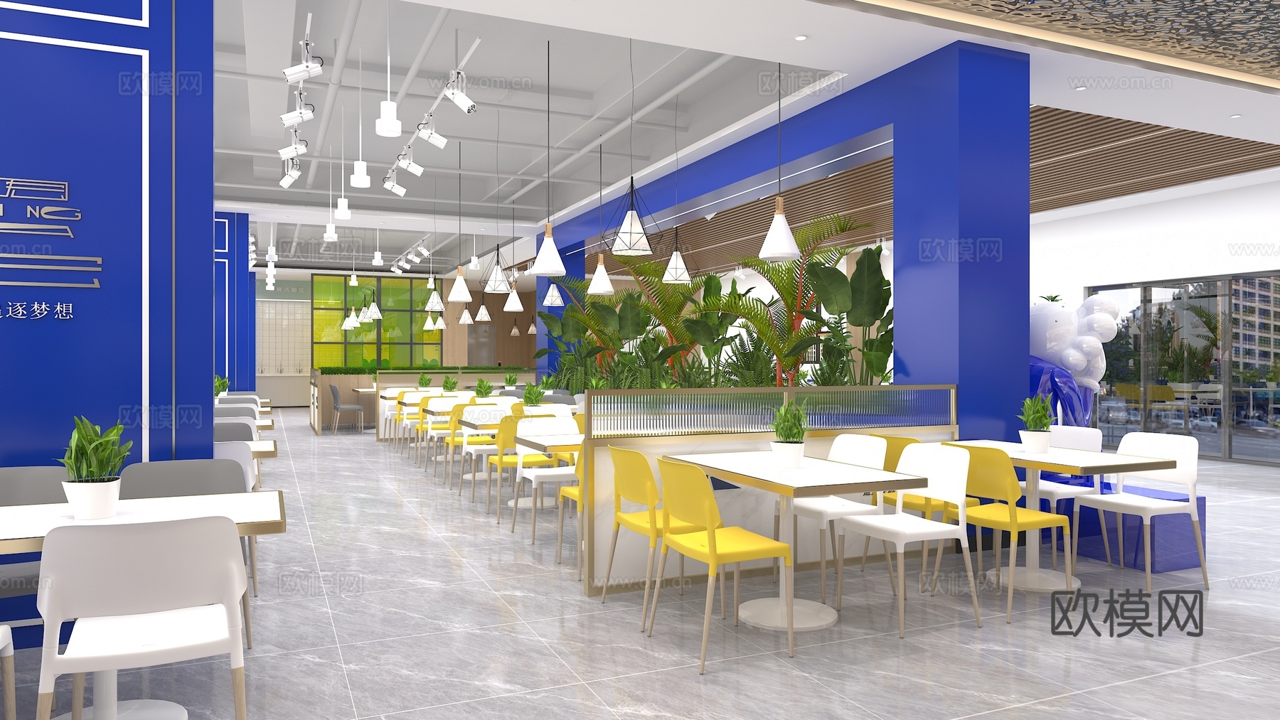 员工餐厅员工食堂3d模型下载（渲染图3）
