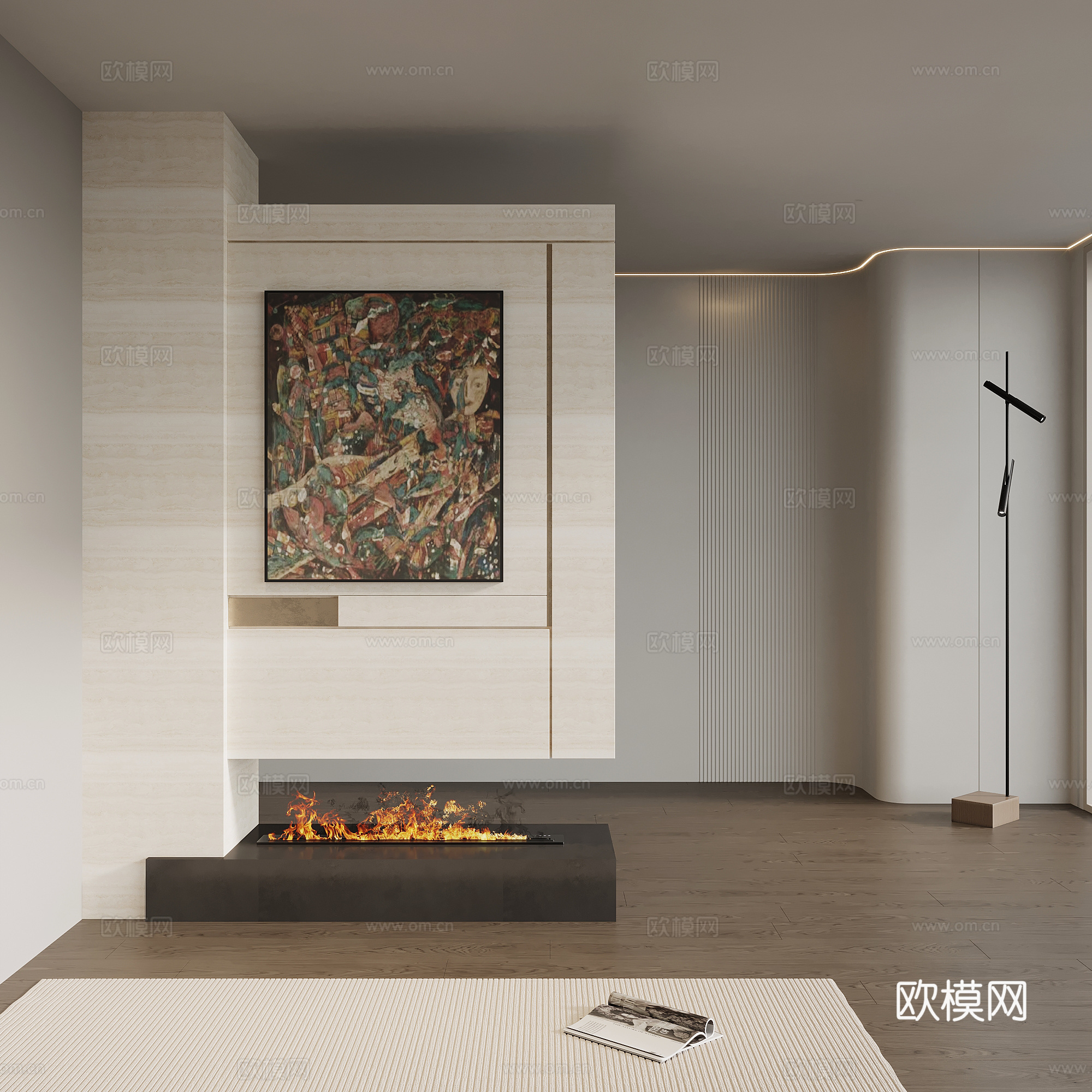 现代玄关背景墙 玄关隔断su模型