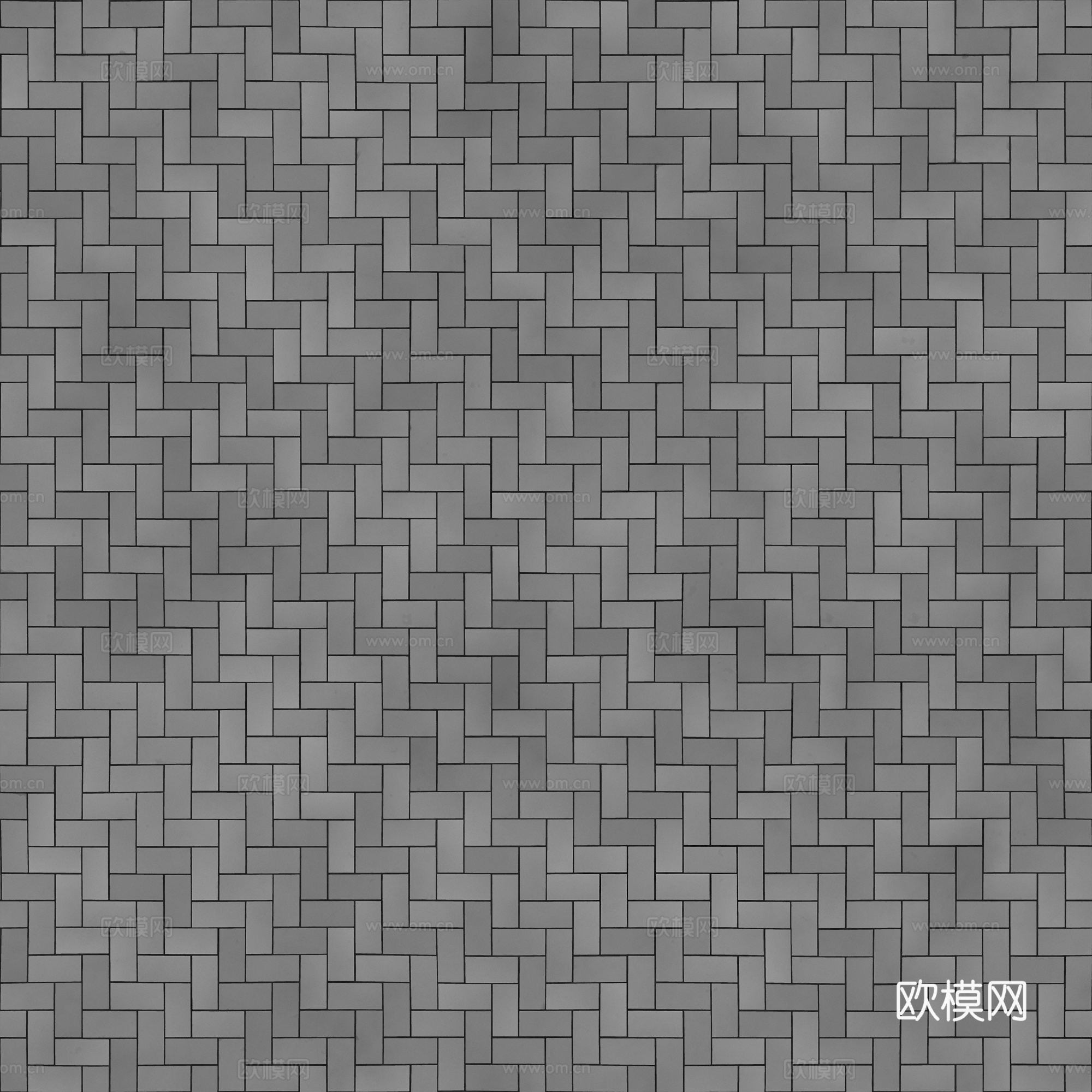 无缝地砖水泥砖铺路砖户外砖广场砖 PBR材质贴图 2k下载（渲染图2）