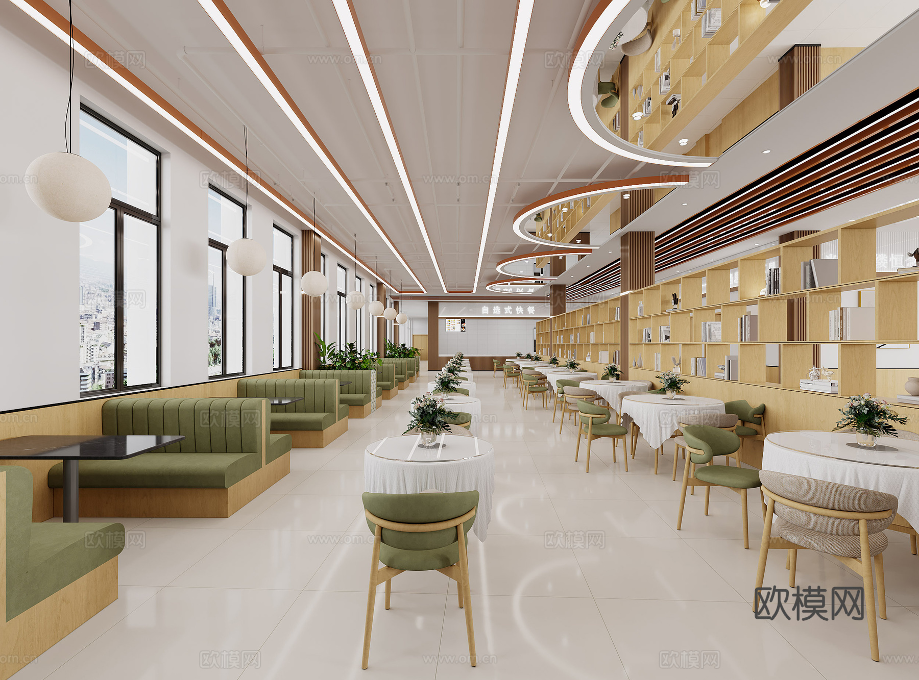 现代大学食堂3d模型下载（渲染图3）
