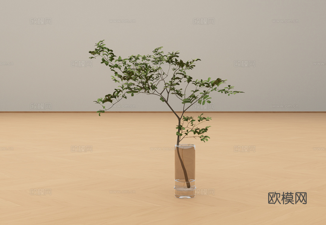 花瓶绿植su模型
