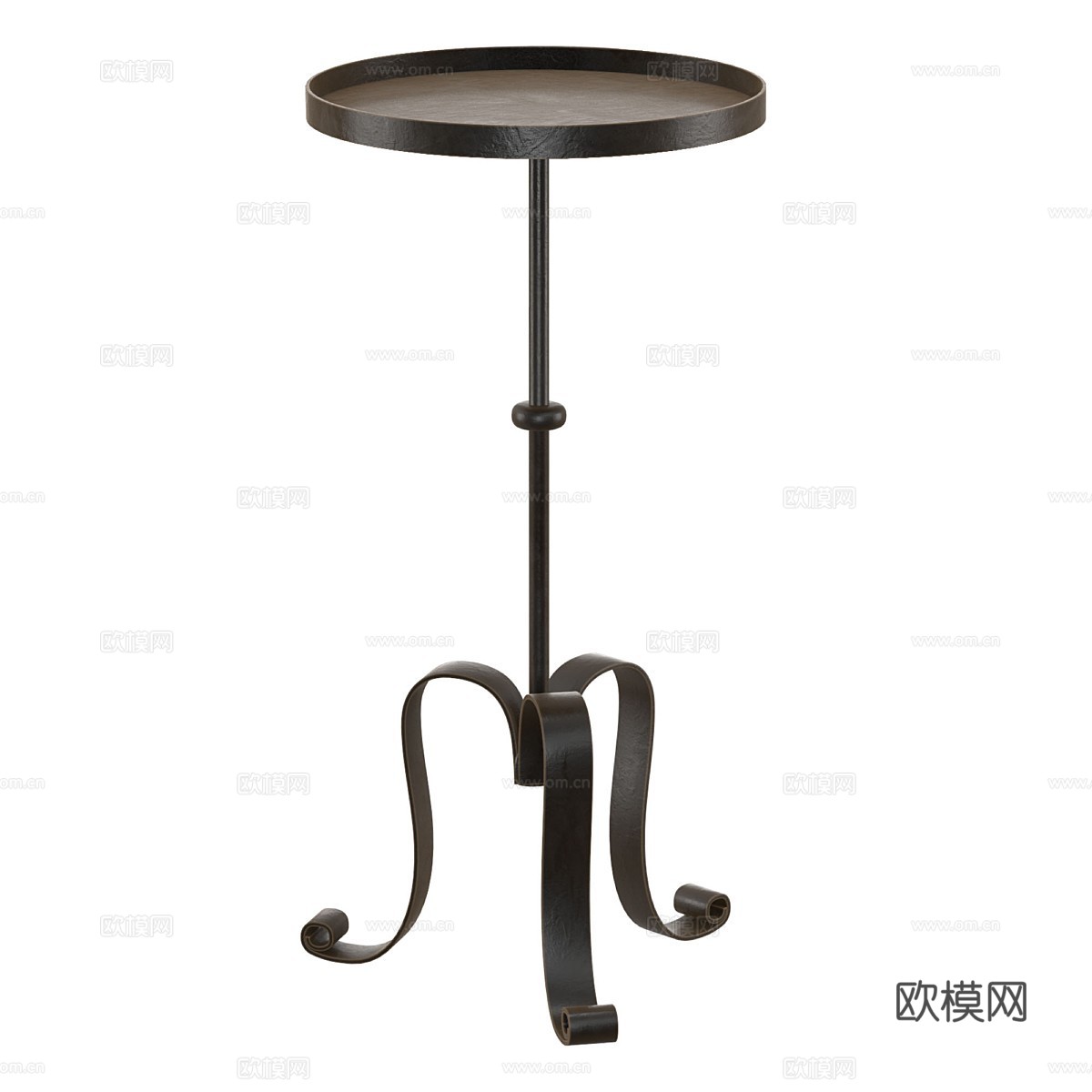 美式简约金属圆边几3d模型下载（渲染图2）