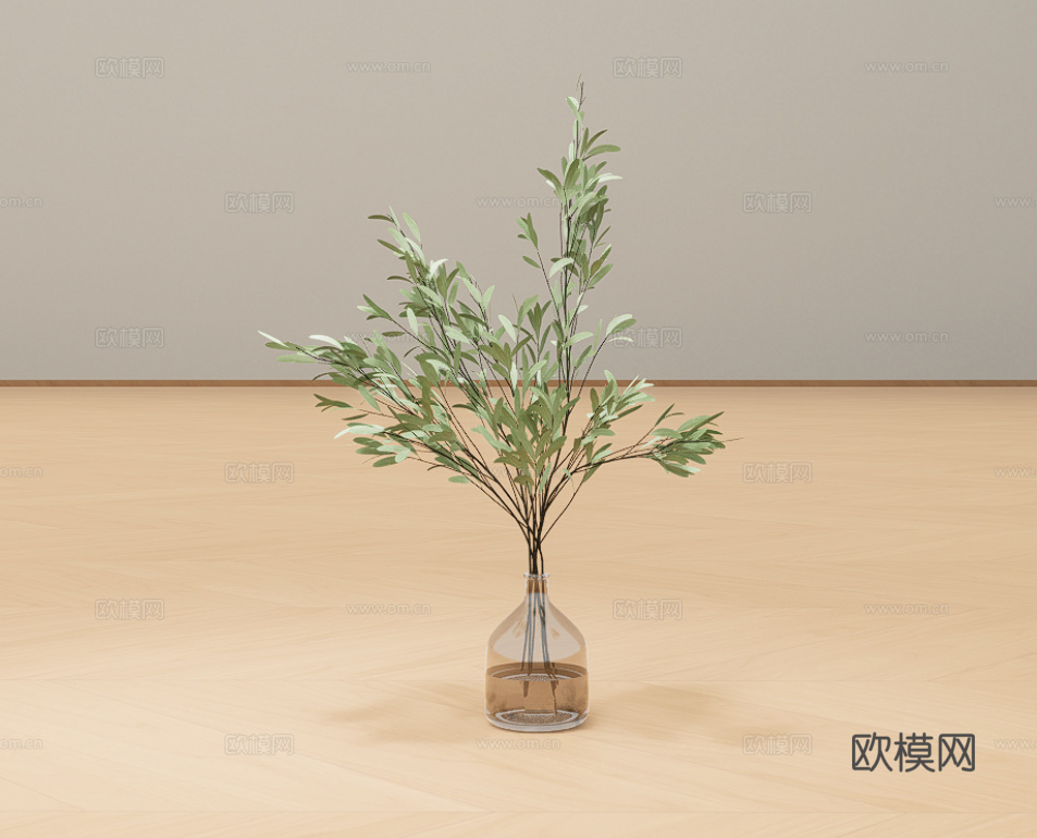 花瓶绿植su模型