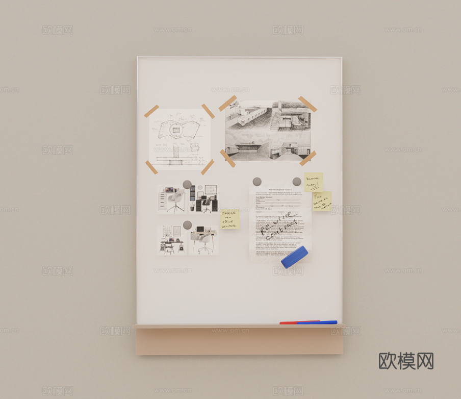 挂墙便签纸su模型