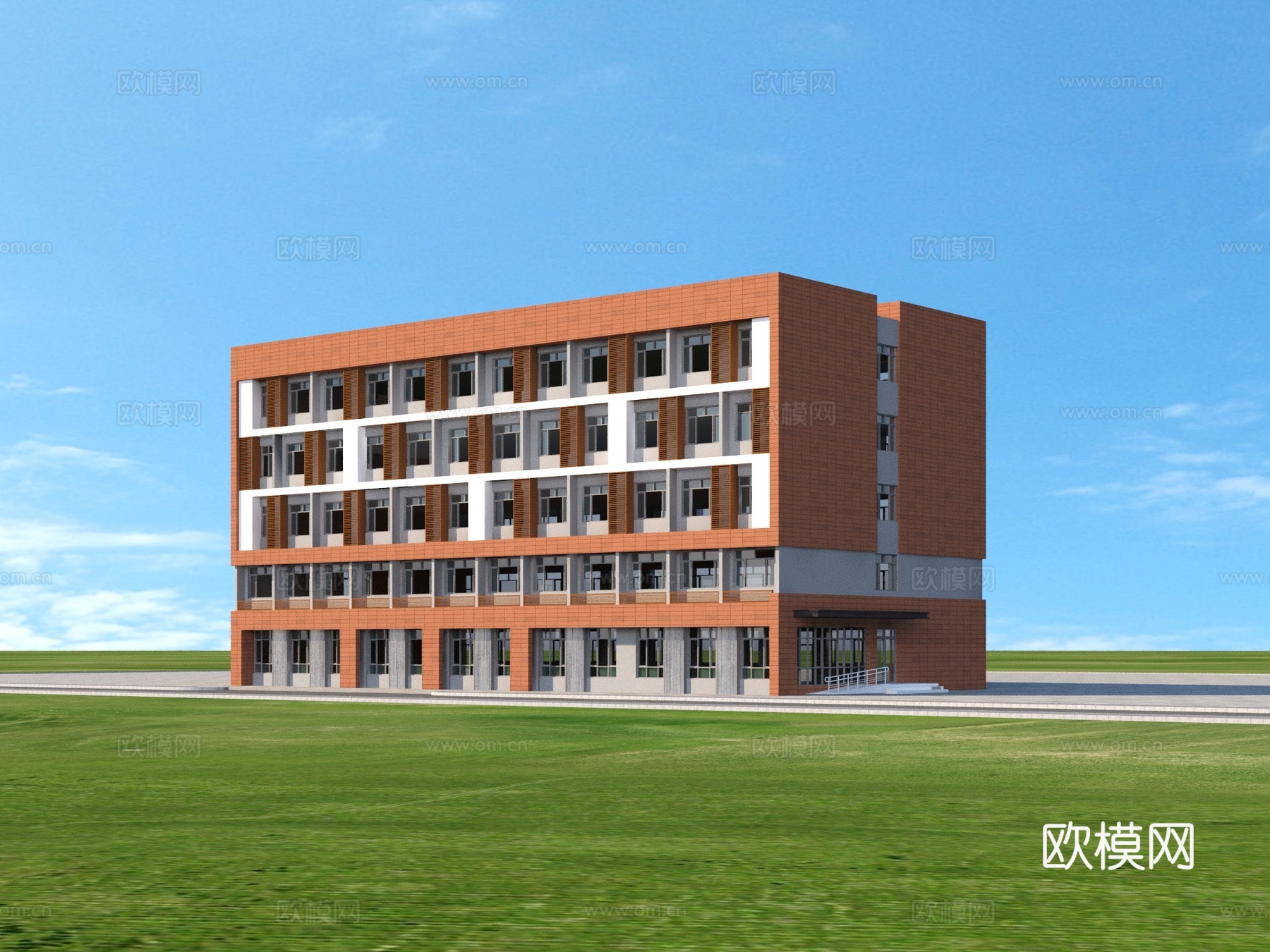 建筑 学校 宿舍 教学楼3d模型下载（渲染图1）
