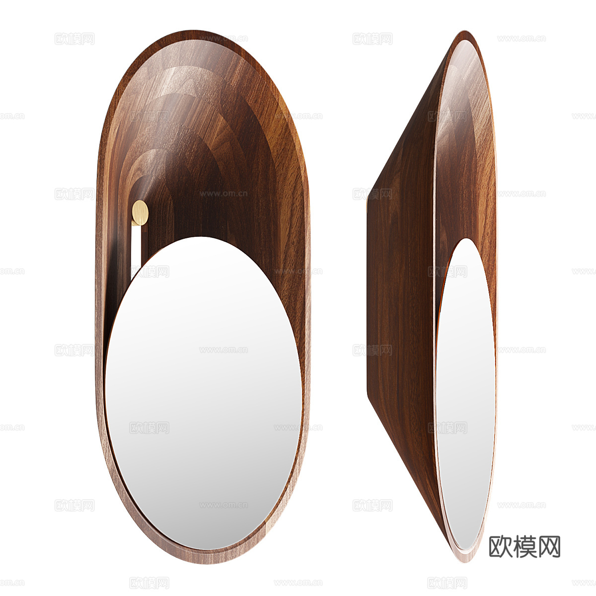 新中式胡桃木挂镜3d模型下载（渲染图2）