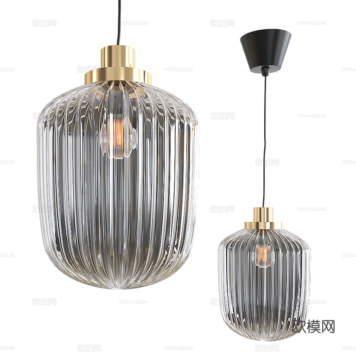 现代轻奢球形玻璃装饰吊灯3d模型下载（渲染图1）