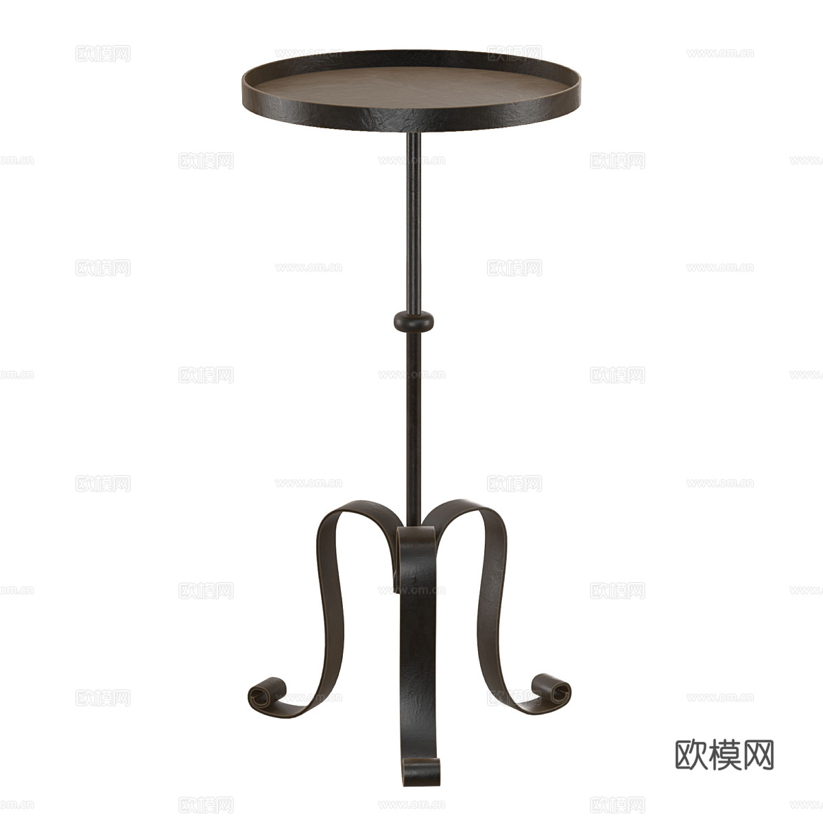 美式简约金属圆边几3d模型下载（渲染图4）