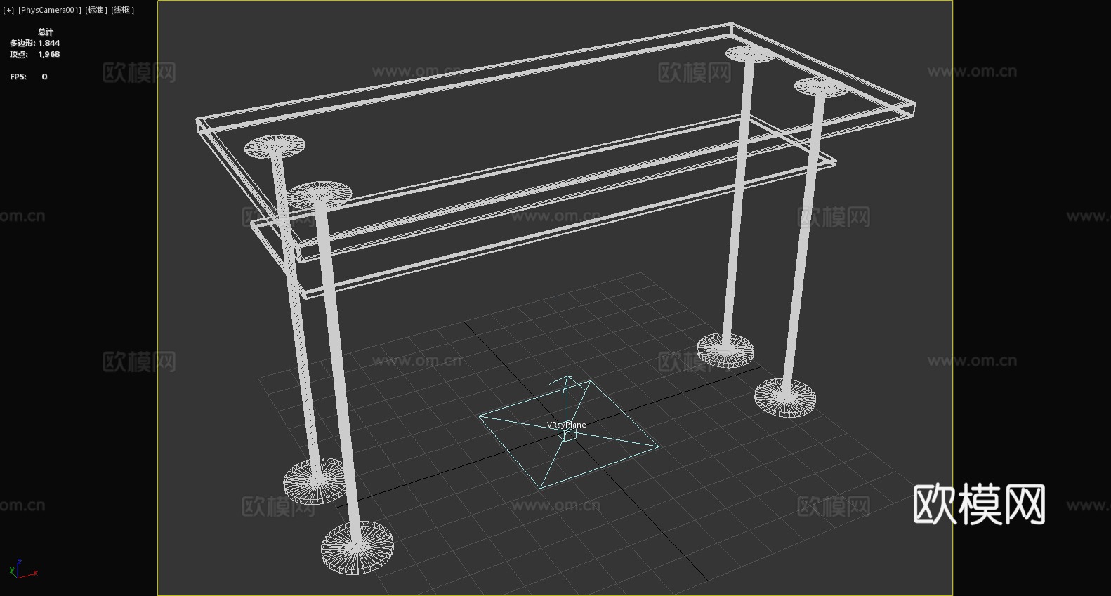边桌 置物架 金属桌 玻璃台面3d模型下载（渲染图6）