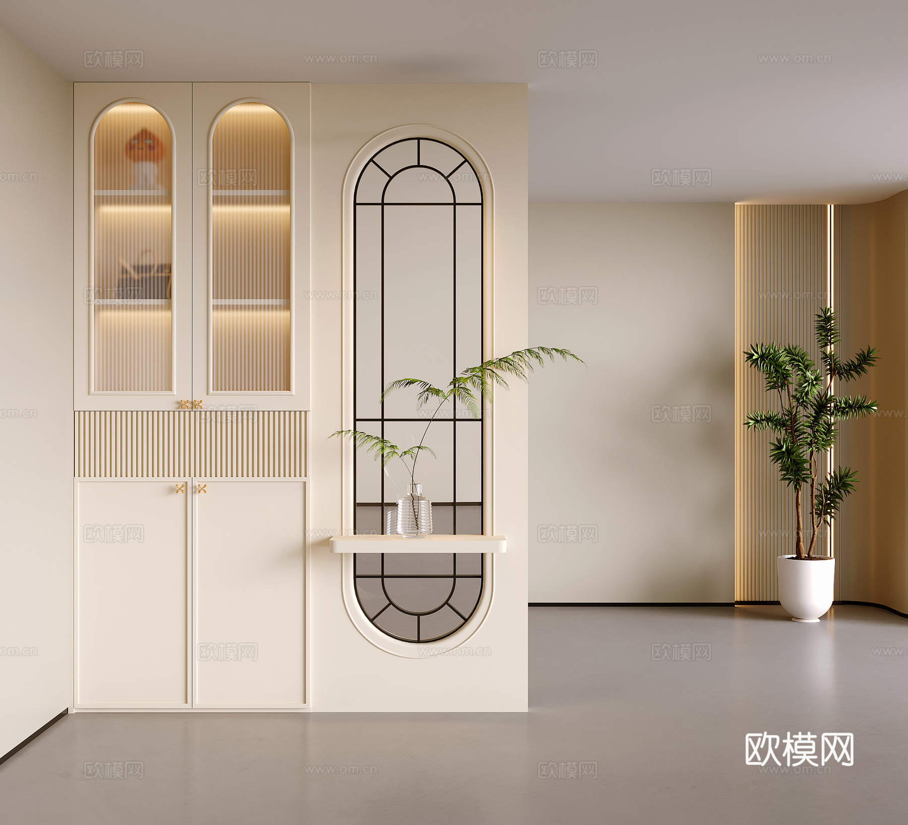 法式隔断鞋柜 玄关隔断柜su模型