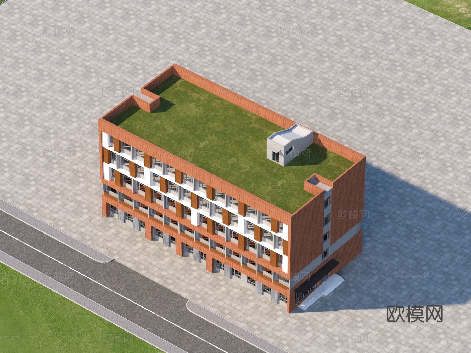 建筑 学校 宿舍 教学楼3d模型下载（渲染图2）