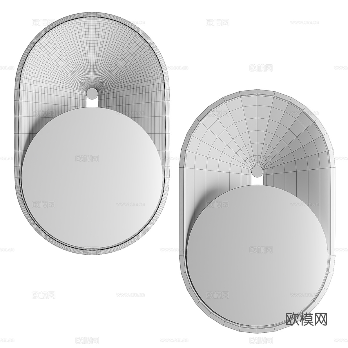 新中式胡桃木挂镜3d模型下载（渲染图3）