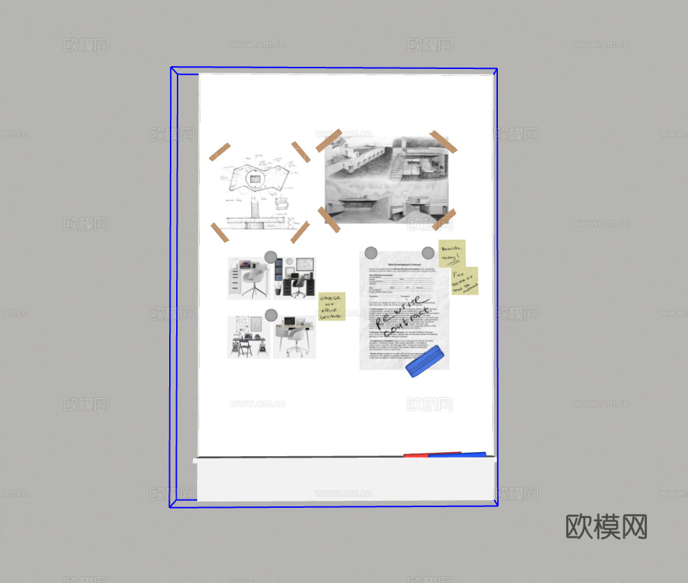 挂墙便签纸su模型