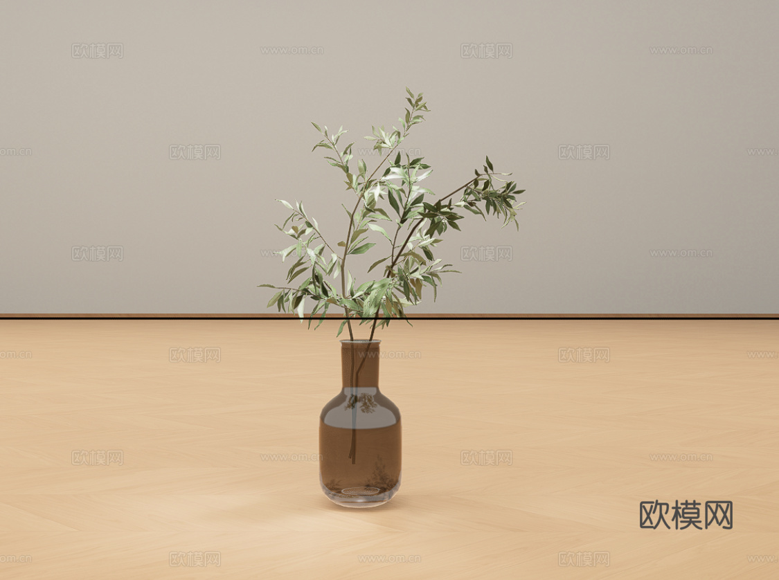 花瓶绿植su模型