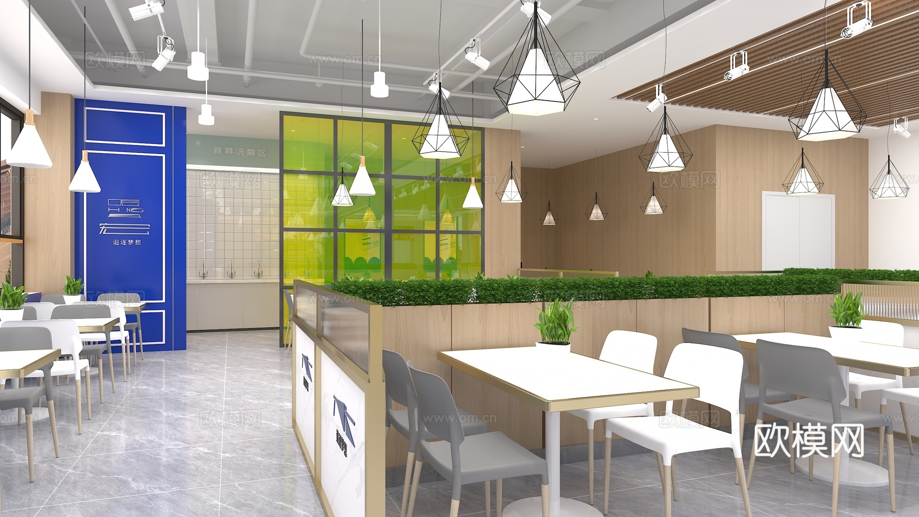 员工餐厅员工食堂3d模型下载（渲染图5）