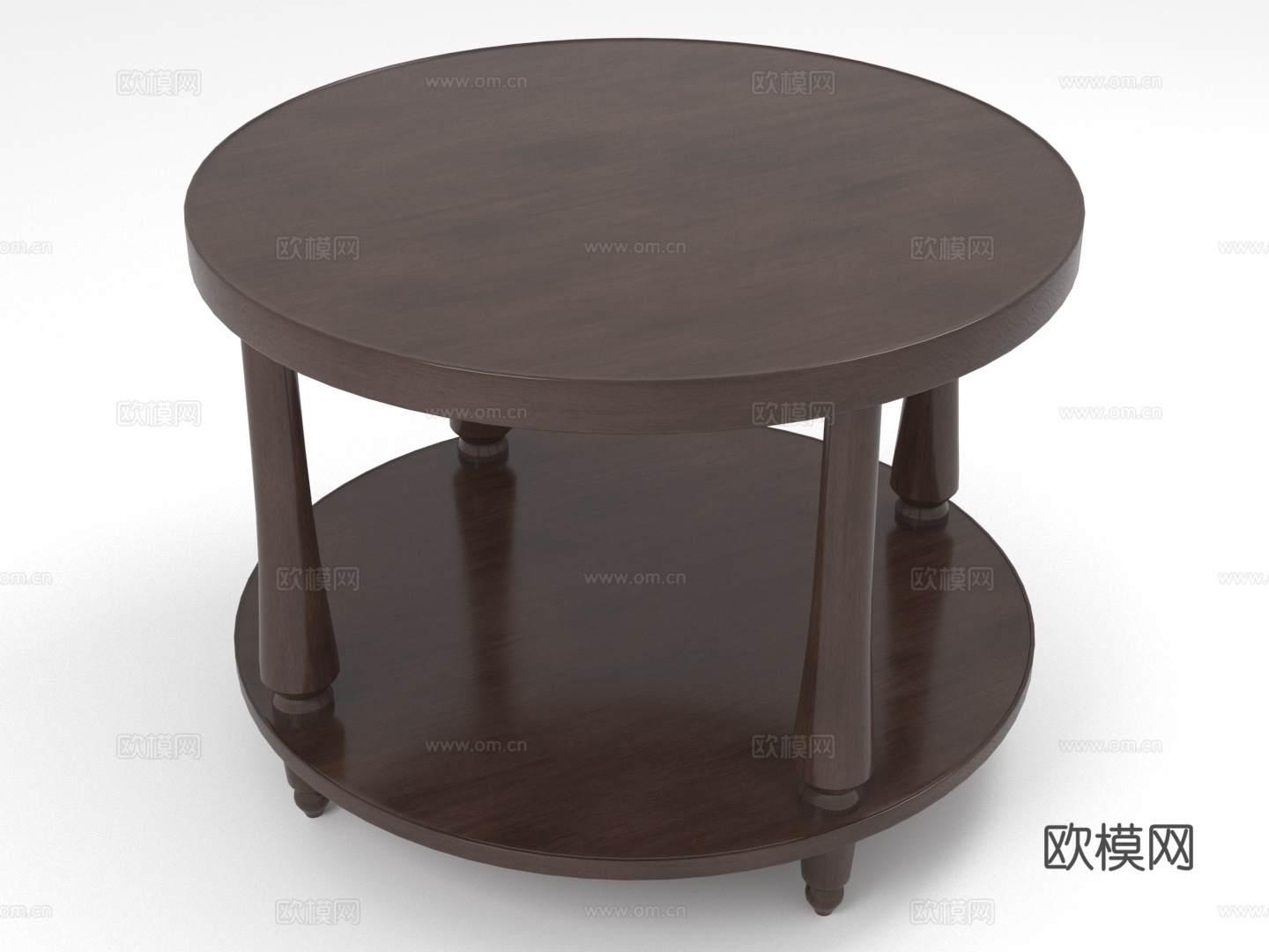 圆桌 茶几 实木桌 双层桌 客厅家具3d模型下载（渲染图1）