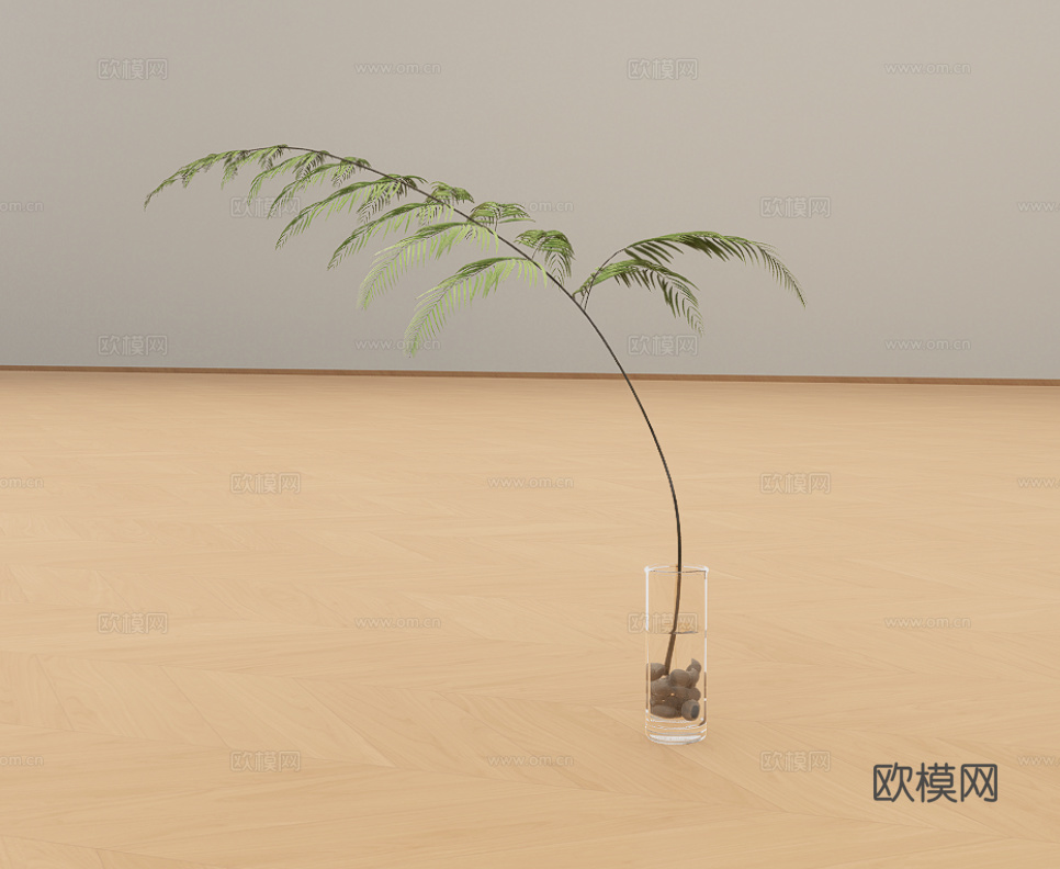 花瓶绿植su模型