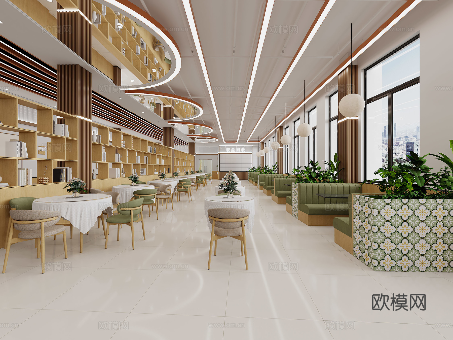 现代大学食堂3d模型下载（渲染图1）
