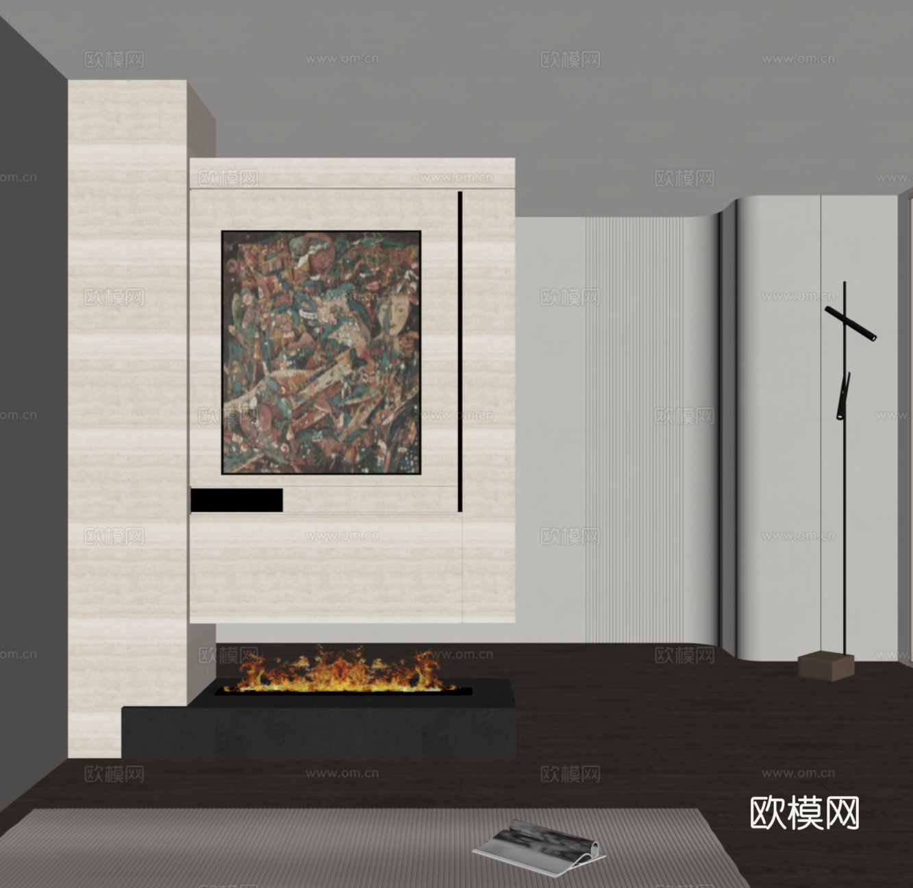 现代玄关背景墙 玄关隔断su模型