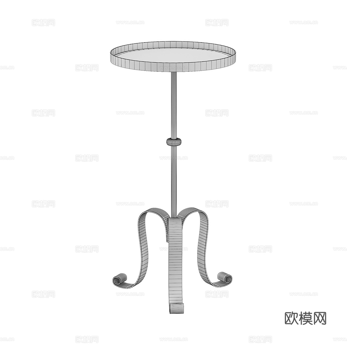 美式简约金属圆边几3d模型下载（渲染图5）